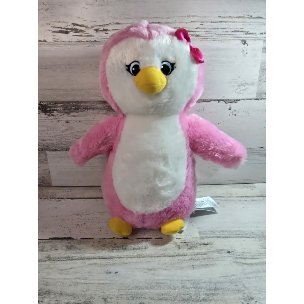 Build-A-Bear Workshop Pink Penguin Plush‎ Stuffed Animal 2018 1069590 Bow White